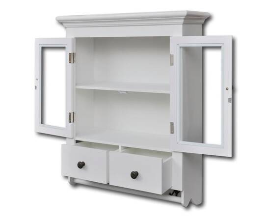 Dulap de bucătărie din lemn cu uşă din sticlă, alb, 3 image