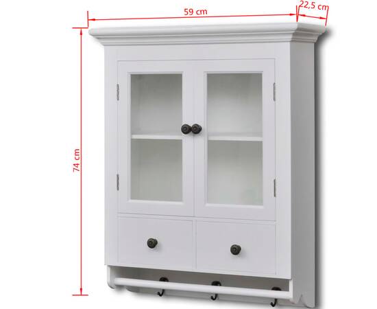 Dulap de bucătărie din lemn cu uşă din sticlă, alb, 8 image