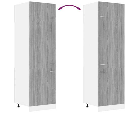 Dulap de frigider, gri sonoma, 60x57x207 cm, lemn prelucrat, 6 image