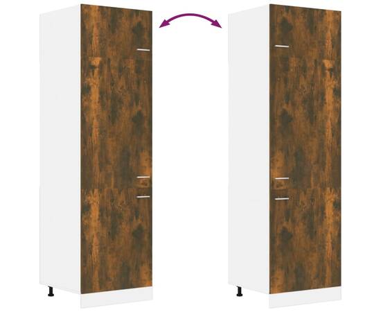 Dulap de frigider, stejar fumuriu, 60x57x207 cm, lemn prelucrat, 6 image