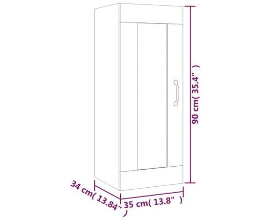 Dulap suspendat, stejar maro, 35x34x90 cm, lemn prelucrat, 10 image