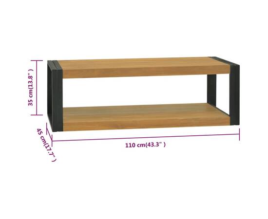 Dulap de baie suspendat, 110x45x35 cm, lemn masiv de tec, 6 image