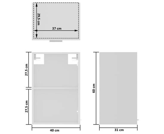 Dulap de sticlă suspendat, alb, 40 x 31 x 60 cm, pal, 10 image