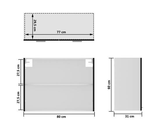 Dulap de sticlă suspendat, negru, 80 x 31 x 60 cm, pal, 9 image
