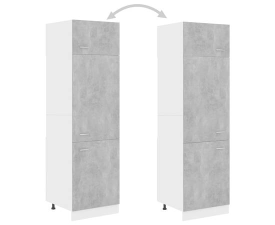 Dulap pentru frigider, gri beton, 60 x 57 x 207 cm, pal, 4 image
