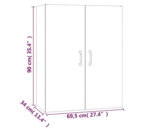 Dulap suspendat, alb, 69,5x34x90 cm, lemn prelucrat, 10 image