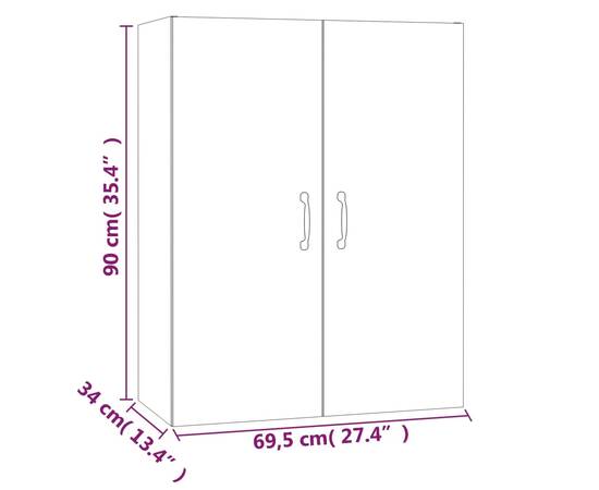 Dulap suspendat, stejar sonoma, 69,5x34x90 cm, lemn prelucrat, 10 image