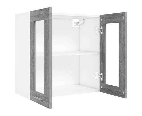 Dulap suspendat cu sticlă, gri sonoma, 60x31x60 cm, lemn, 5 image