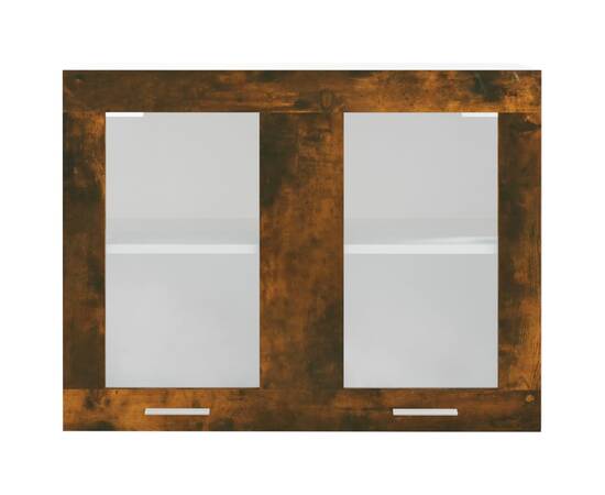 Dulap suspendat cu sticlă, stejar fumuriu, 80x31x60 cm lemn, 4 image