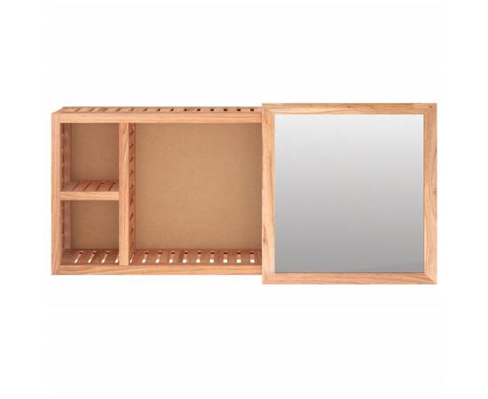 Dulap cu oglindă, 80x17x34 cm, lemn masiv de nuc, 4 image