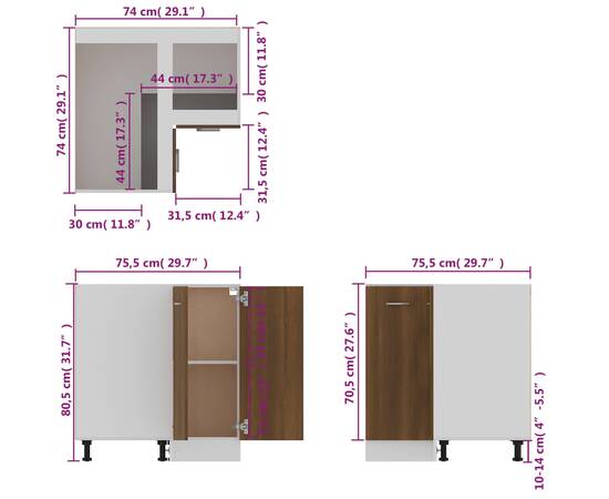 Dulap de bucătărie, stejar maro 75,5x75,5x80,5 cm lemn compozit, 8 image