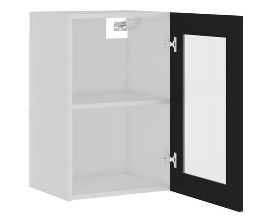 Dulap de sticlă suspendat, negru, 40 x 31 x 60 cm, pal, 5 image