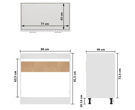 Dulap inferior de chiuvetă, alb, 80 x 46 x 81,5 cm, pal, 10 image