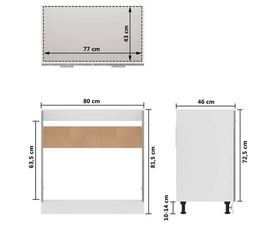 Dulap inferior de chiuvetă, gri sonoma, 80x46x81,5 cm, lemn, 10 image