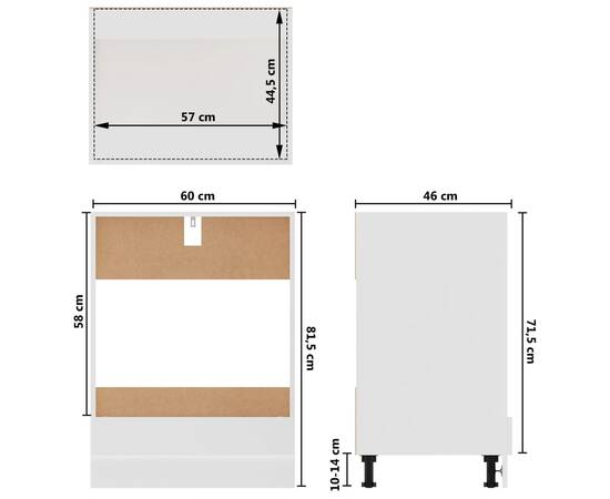 Dulap pentru cuptor, alb, 60 x 46 x 81,5 cm, pal, 9 image