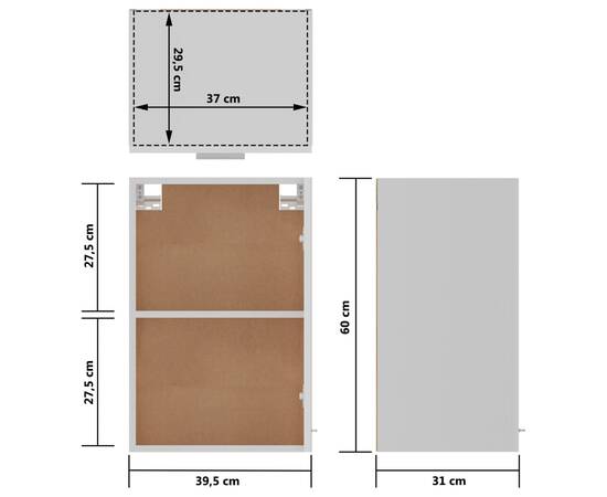 Dulap suspendat, alb extralucios, 39,5 x 31 x 60 cm, pal, 10 image