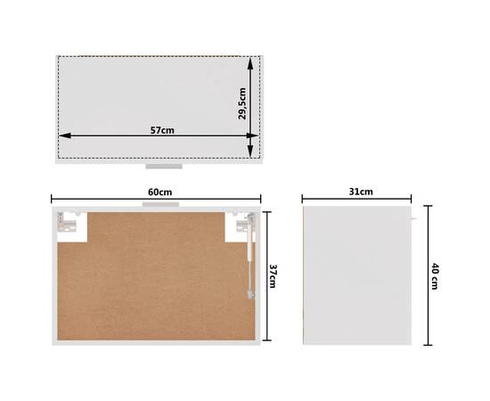 Dulap suspendat, alb extralucios, 60 x 31 x 40 cm, pal, 9 image