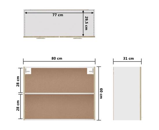 Dulap suspendat, stejar sonoma, 80 x 31 x 60 cm, pal, 9 image