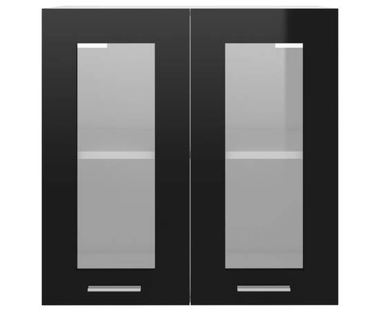 Dulap suspendat din sticlă, negru, 60 x 31 x 60 cm, pal, 6 image