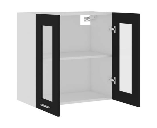 Dulap suspendat din sticlă, negru, 60 x 31 x 60 cm, pal, 5 image