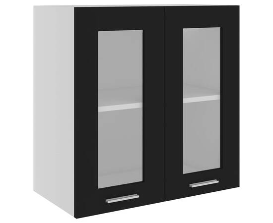 Dulap suspendat din sticlă, negru, 60 x 31 x 60 cm, pal, 2 image