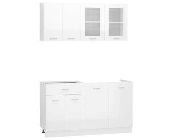 Set dulapuri bucătărie, 4 piese, alb extralucios lemn prelucrat, 2 image