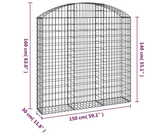 Coș gabion arcuit, 150x30x140/160 cm, fier galvanizat, 5 image