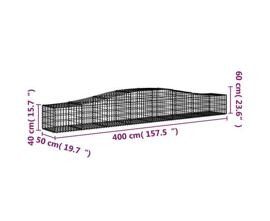 Coșuri gabion arcuite 10 buc, 400x50x40/60 cm, fier galvanizat, 6 image