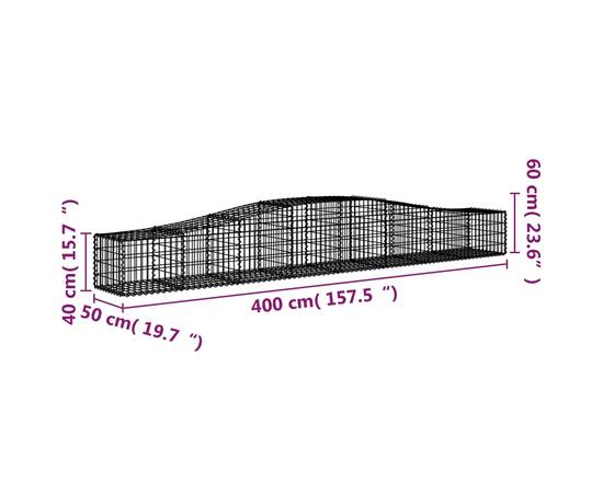 Coșuri gabion arcuite 20 buc, 400x50x40/60 cm, fier galvanizat, 6 image