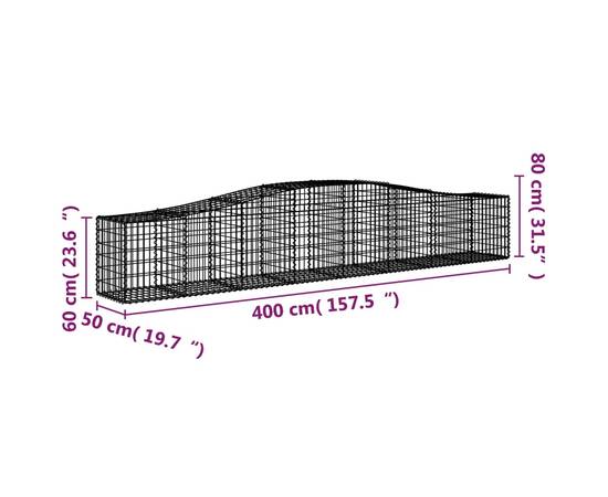 Coșuri gabion arcuite 5 buc, 400x50x60/80 cm, fier galvanizat, 6 image