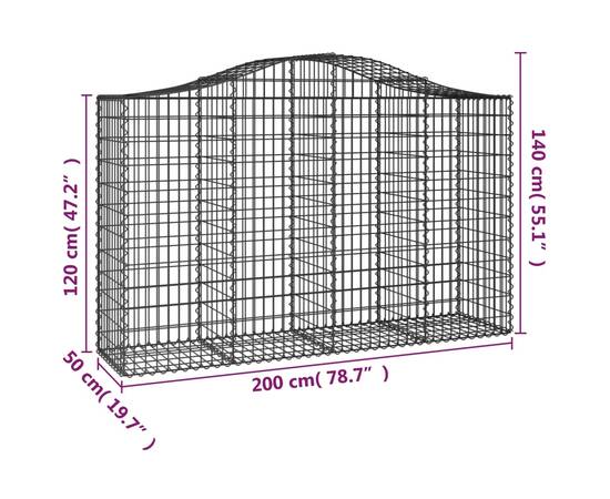 Coșuri gabion arcuite 6 buc, 200x50x120/140 cm, fier galvanizat, 6 image