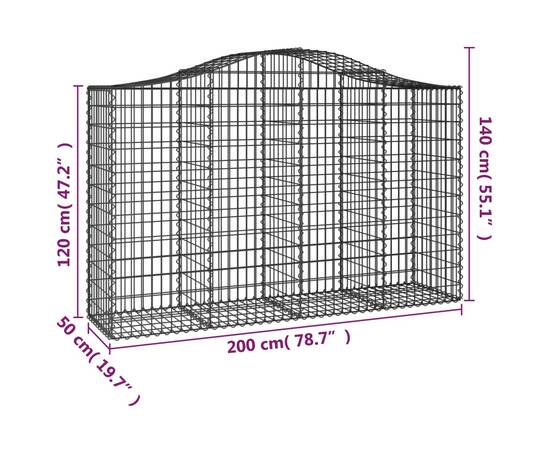 Coșuri gabion arcuite 7 buc, 200x50x120/140 cm, fier galvanizat, 6 image