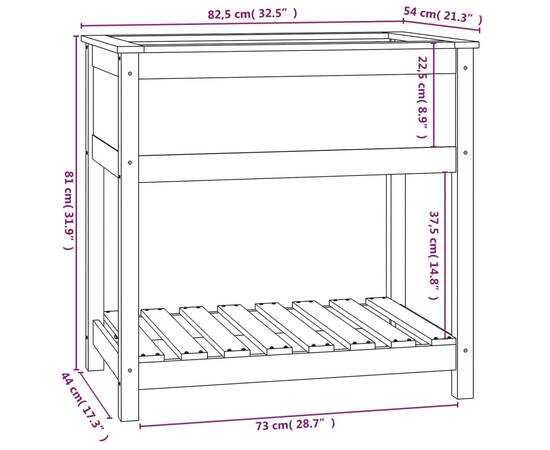 Jardinieră cu raft, maro miere, 82,5x54x81 cm, lemn masiv pin, 8 image