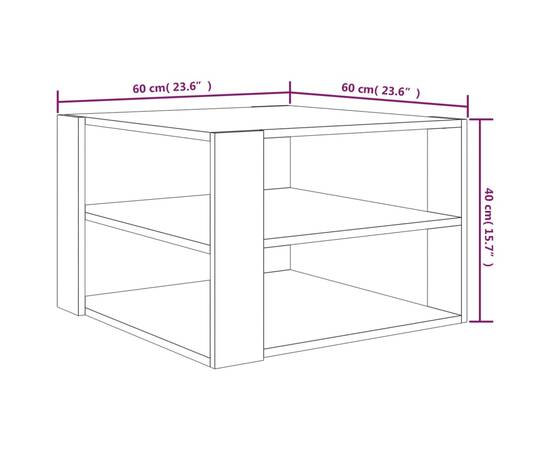 Măsuță de cafea, stejar fumuriu, 60x60x40 cm, lemn prelucrat, 6 image