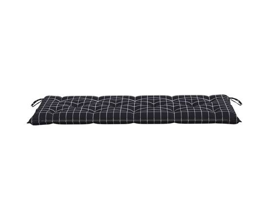 Perne de bancă, 2 buc., negru, 180x50x7 cm textil model carouri, 6 image