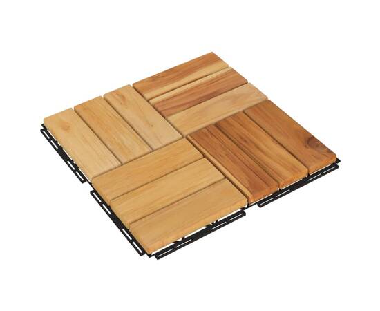 Plăci de pardoseală, 10 buc., 30x30 cm, lemn masiv de tec, 3 image