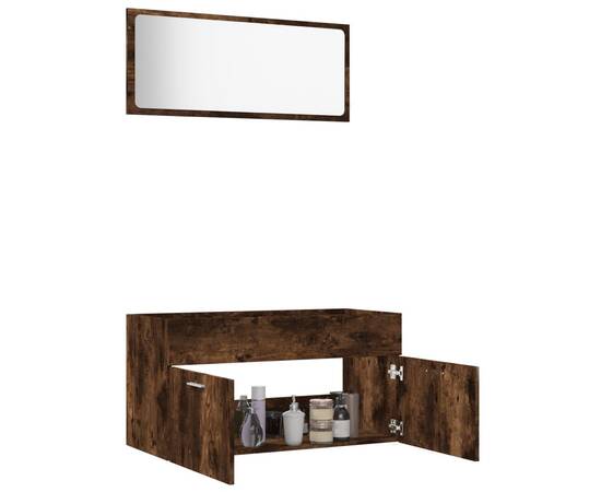 Set mobilier de baie, 2 piese, stejar fumuriu, lemn prelucrat, 4 image