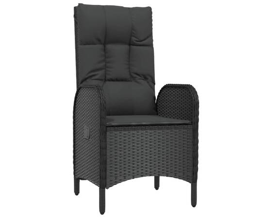 Set mobilier de grădină cu perne, 7 piese, negru, poliratan, 5 image