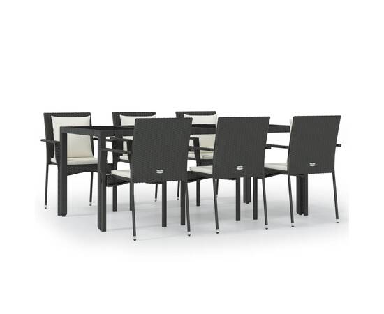 Set mobilier de grădină cu perne, 7 piese, negru, poliratan, 2 image