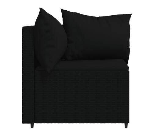 Canapele de colț de grădină cu perne 2 buc. negru poliratan, 6 image
