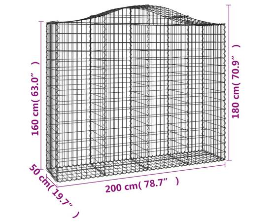 Coș gabion arcuit, 11 buc, 200x50x160/180 cm, fier galvanizat, 6 image