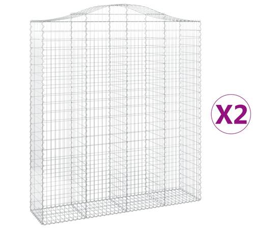 Coșuri gabion arcuite, 2 buc, 200x50x220/240cm, fier galvanizat, 2 image