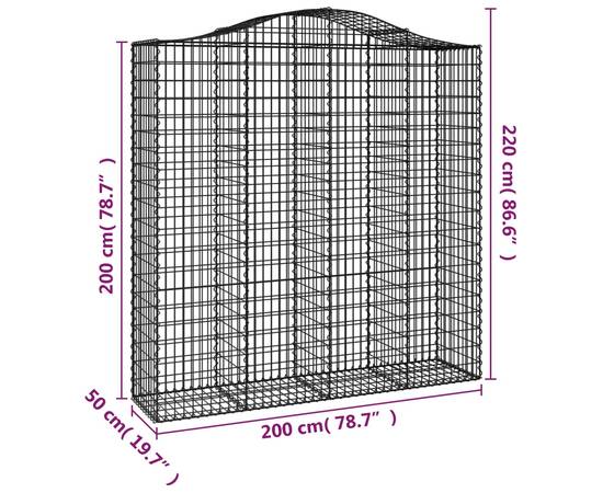 Coșuri gabion arcuite, 2 buc 200x50x200/220 cm, fier galvanizat, 6 image