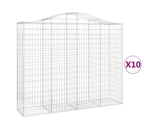 Coșuri gabion arcuite 10 buc, 200x50x160/180cm, fier galvanizat, 2 image