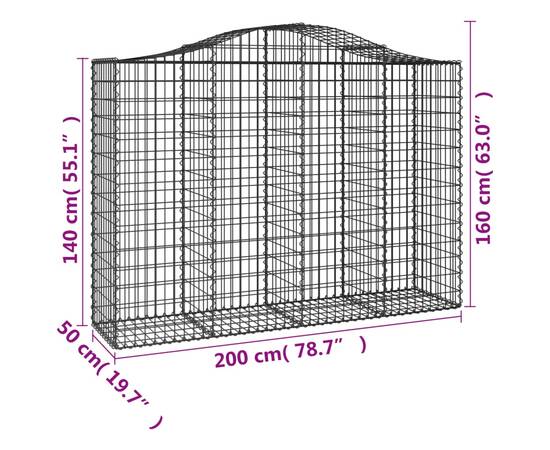 Coșuri gabion arcuite 11 buc, 200x50x140/160cm, fier galvanizat, 6 image