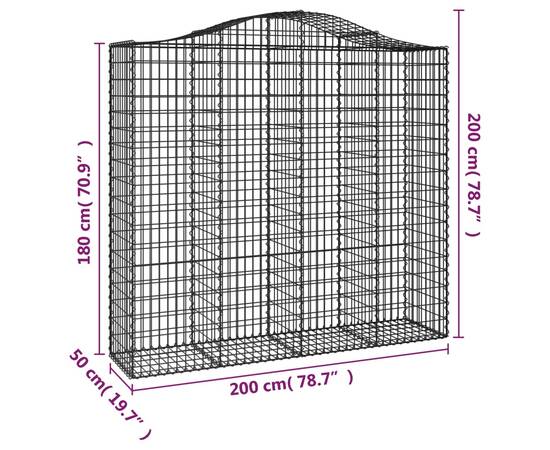 Coșuri gabion arcuite 11 buc, 200x50x180/200cm, fier galvanizat, 6 image