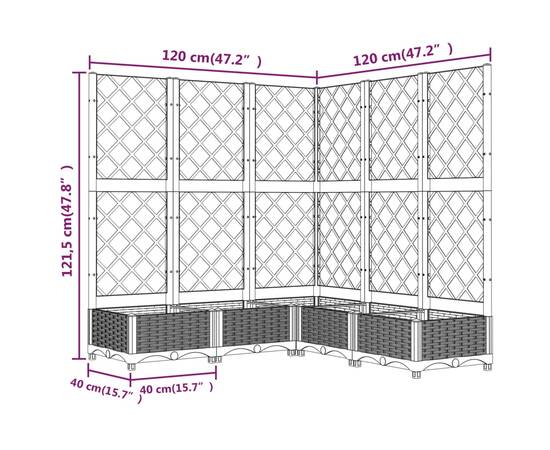 Jardinieră de grădină cu spalier gri deschis 120x120x121,5cm pp, 8 image