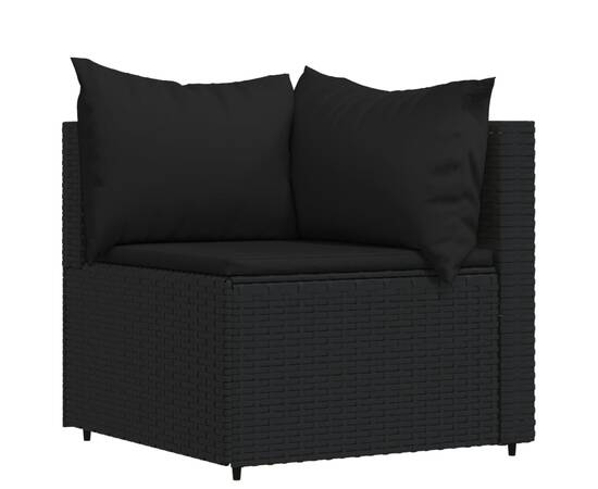 Set mobilier relaxare grădină 4 piese cu perne poliratan negru, 4 image