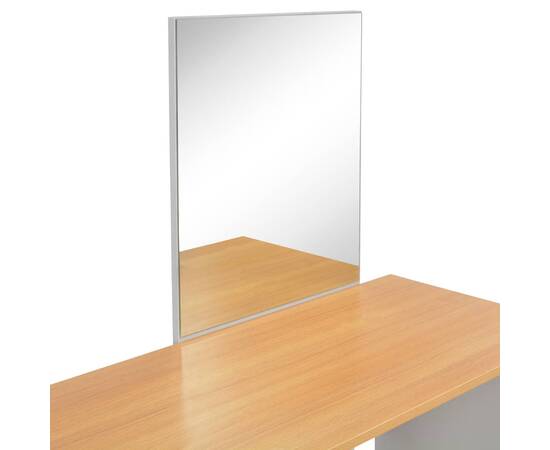 Masă de toaletă cu oglindă și taburet, gri, 104x45x131 cm, 11 image