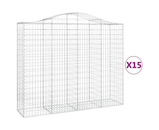 Coș gabion arcuit, 15 buc, 200x50x160/180 cm, fier galvanizat, 2 image